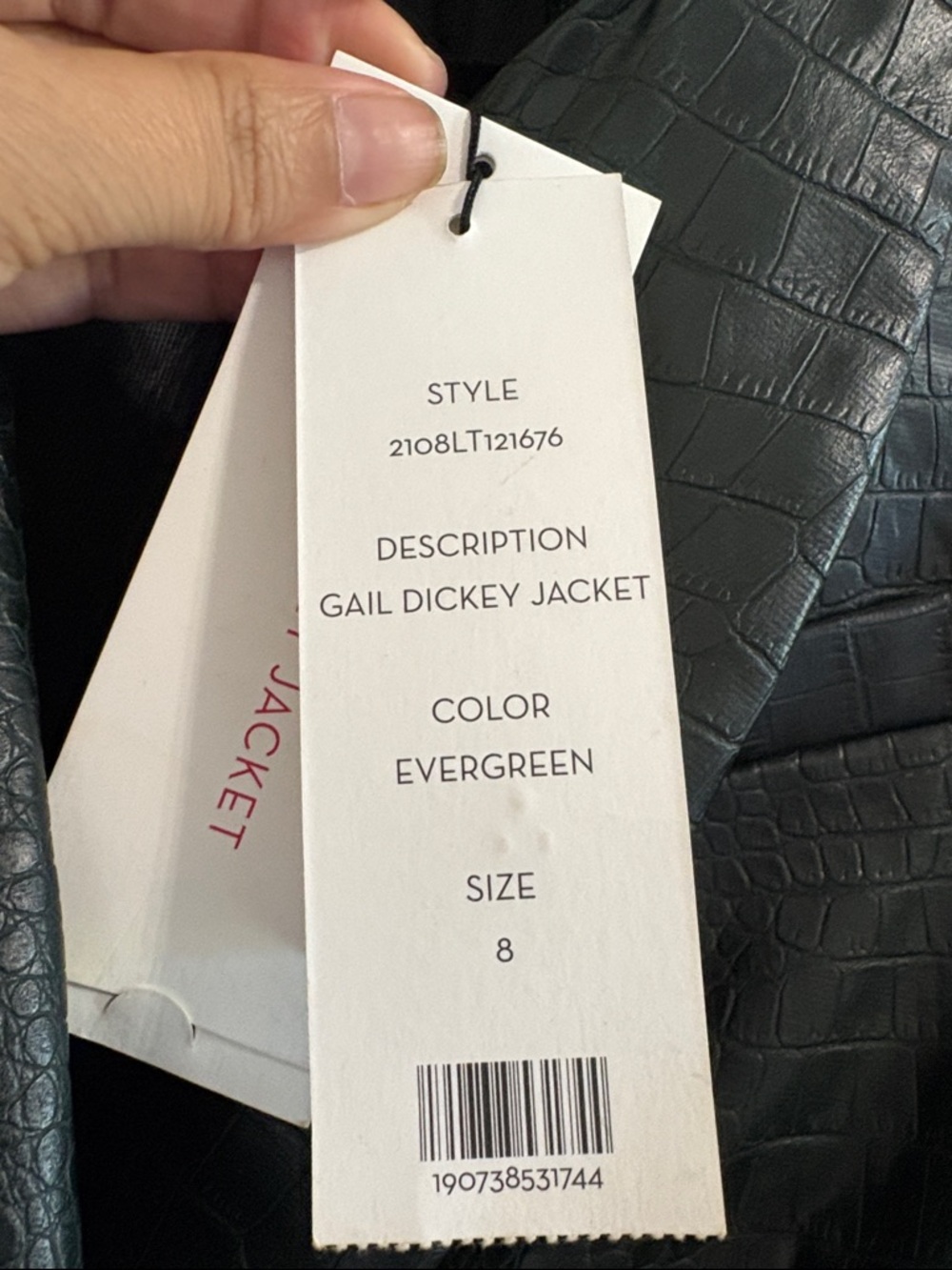 NWT VERONICA BEARD Gail Dickey Faux Leather Jacket In Evergreen size 8 - Picture 2 of 10
